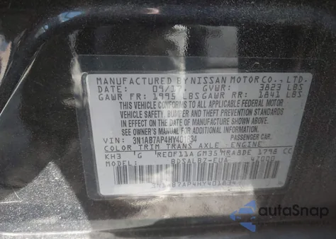 2017 Nissan Sentra S from USA, damaged, VIN 3N1AB7AP4HY401834